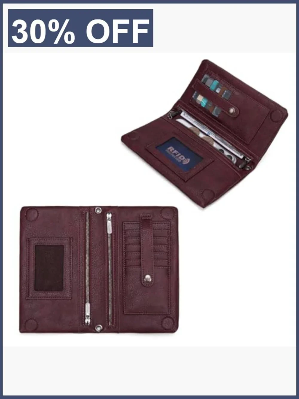 Wristlet Wallet RFID Blocking Bifold Clutch Credit Card Holder Purse with